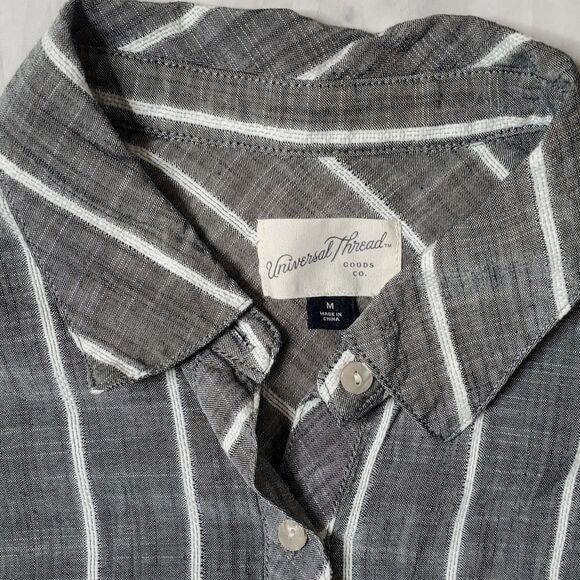 Universal Thread Gray/White Stripe Button-up - Picture 3 of 5